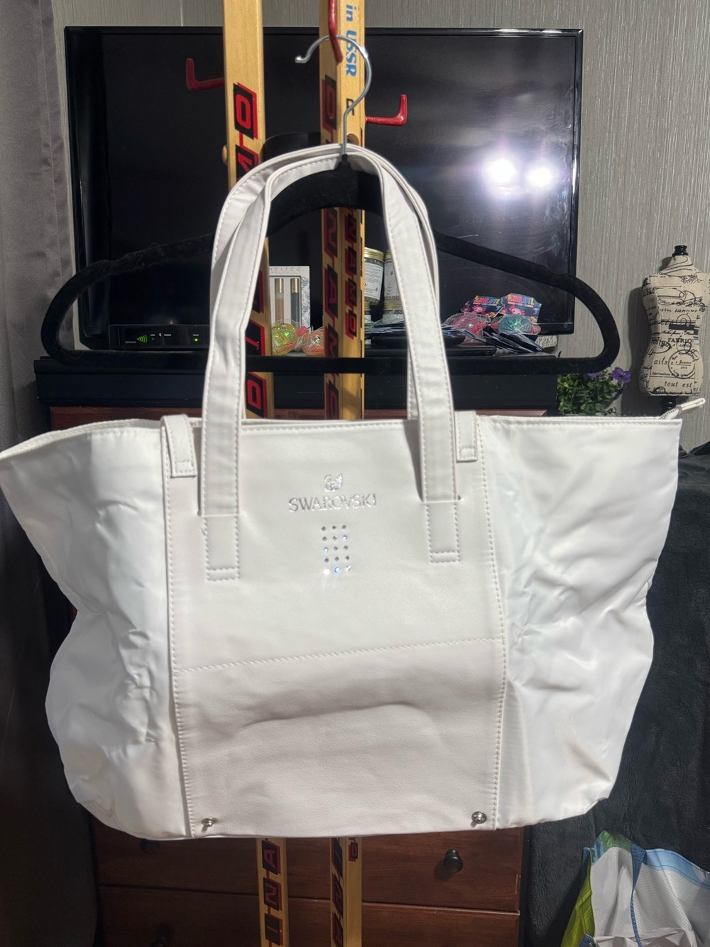 Swarovski White Tote with Crystal Accent